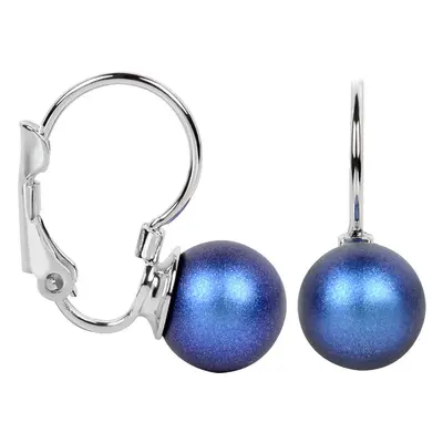 Levien Půvabné náušnice s klapkou Pearl Iridescent Dark Blue