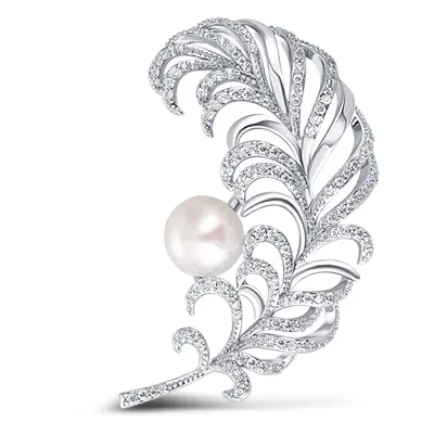 JwL Luxury Pearls Překrásná perlová brož Peříčko JL0699