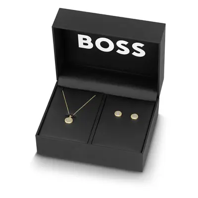 Hugo Boss Luxusní sada pozlacených šperků Medallion 1570149 (náhrdelník, náušnice)