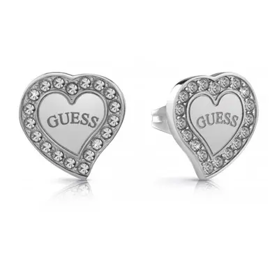 Guess Třpytivé ocelové náušnice Srdíčka Studs Party JUBE02175JWRHT/U