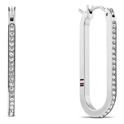 Tommy Hilfiger Oválné ocelové náušnice s krystaly Dog Tag 2780865