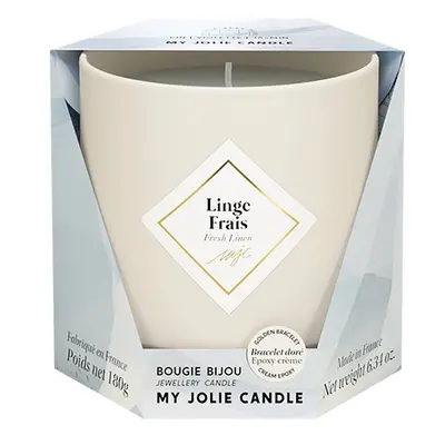 My Jolie Candle Vonná svíčka 36h s náramkem Beige Les Essentielles Svěží prádlo 320325