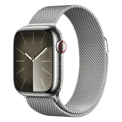 Apple Apple Watch Series 9 Cellular 45mm Stříbrná ocel se stříbrným milánským tahem