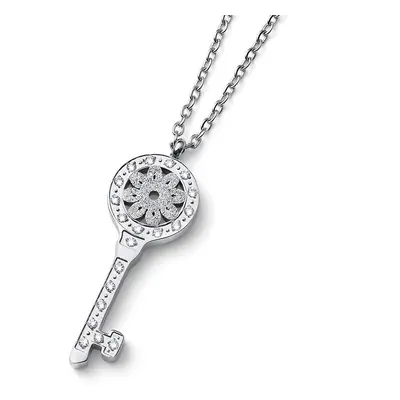 Oliver Weber Originální náhrdelník Klíč s čirými zirkony Swarovski Unlock 12159