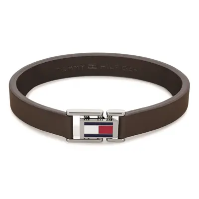 Tommy Hilfiger Hnědý kožený náramek s ocelovým zapínáním 2790430