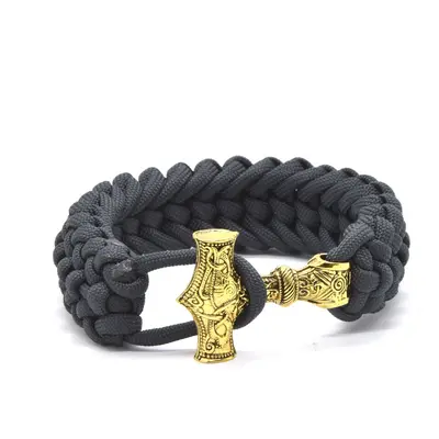 Cordell Šedý paracord náramek Thorovo kladivo - Mjoelnir