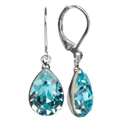 Levien Elegantní náušnice s krystaly Pear Light Turquois