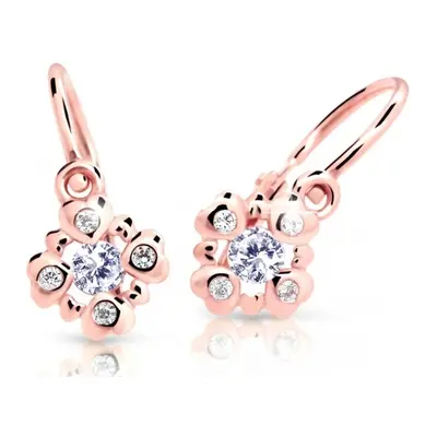 Cutie Jewellery Třpytivé dětské náušnice z růžového zlata C2253-10-X-4 fuchsiová