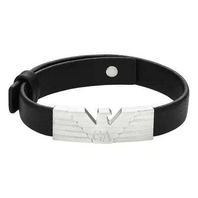 Emporio Armani Stylový pánský kožený náramek Eagle Logo EGS3075040