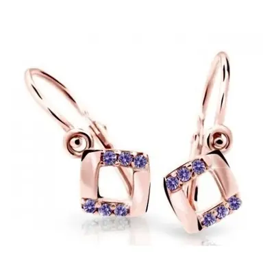 Cutie Jewellery Čtvercové dětské náušnice z růžového zlata C2268-10-X-4 bílá