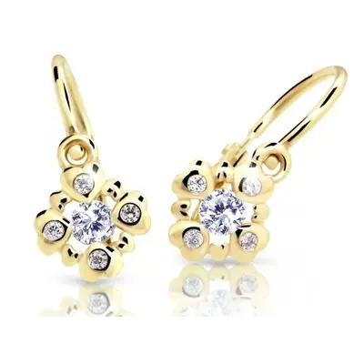 Cutie Jewellery Třpytivé dětské náušnice ze žlutého zlata C2253-10-X-1 fuchsiová