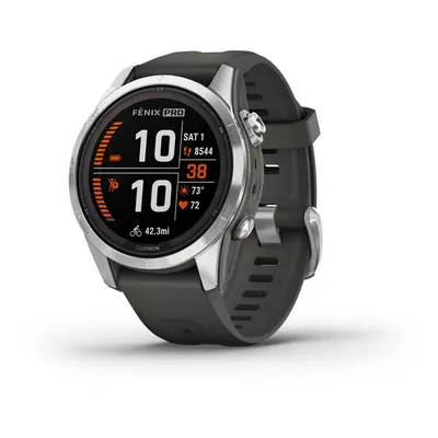 Garmin Garmin fenix 7S PRO Solar + mapy Topo Czech PRO - Silver / Black Silicone Band (010-02776