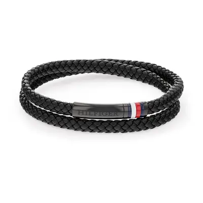 Tommy Hilfiger Černý kožený náramek s ocelovým zapínáním 2790552