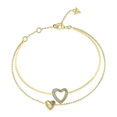 Guess Dvojitý pozlacený náramek se srdíčky Beloved JUBB05027JWYG 14,5 cm