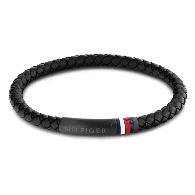 Tommy Hilfiger Černý kožený náramek s ocelovým zapínáním 2790403