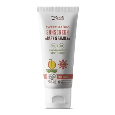 WoodenSpoon Opalovací tělové mléko Mango Baby & Family SPF 50 (Tanning Body Lotion) 100 ml