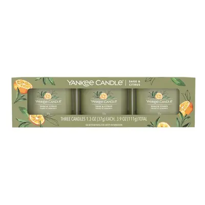 Yankee Candle Sada votivních svíček ve skle Sage & Citrus 3 x 37 g