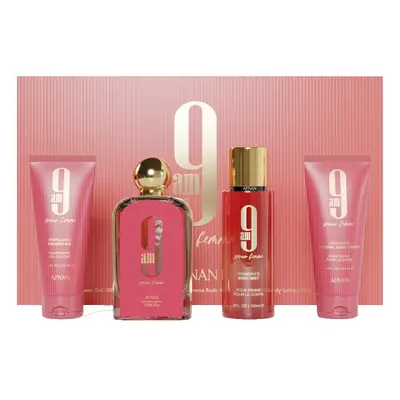 Afnan 9AM Pour Femme - EDP 100 ml + sprchový gel 100 ml + tělový závoj 150 ml + tělové mléko 100