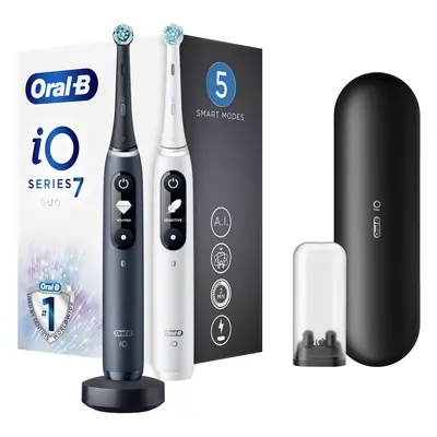 Oral B Elektrický zubní kartáček iO7 Series Duo Pack Black Onyx/White Extra Handle 2 ks