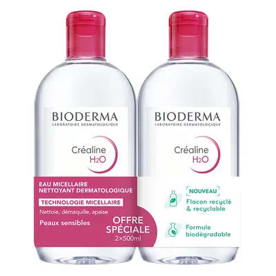 Bioderma Sada čisticích micelárních vod Créaline H2O (Cleansing Micellar Water Set) 2 x 500 ml