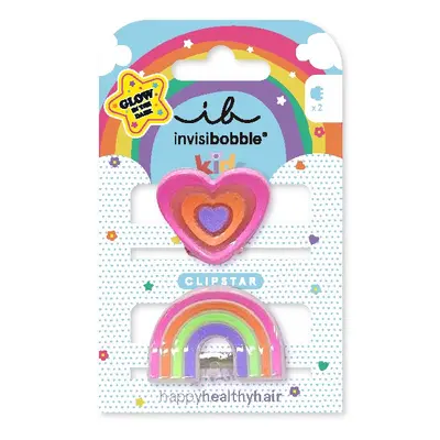 Invisibobble Skřipeček do vlasů Clipstar Glow Happy Heart 2 ks