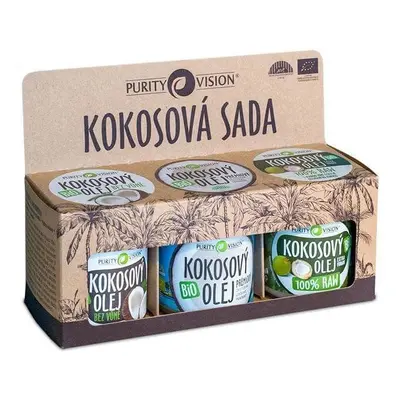 Purity Vision Kokosová sada (Raw kokosový olej, Panenský kokosový olej, Kokosový olej bez vůně)