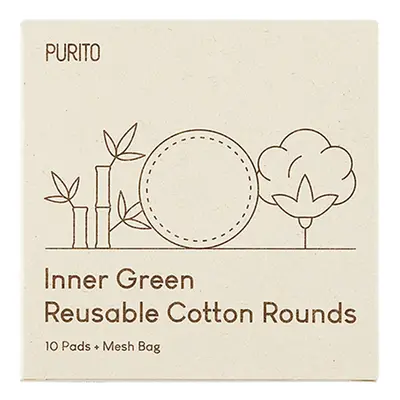 PURITO Bambusovo-bavlněné tamponky Inner Green (Reusable Cotton Rounds) 10 ks