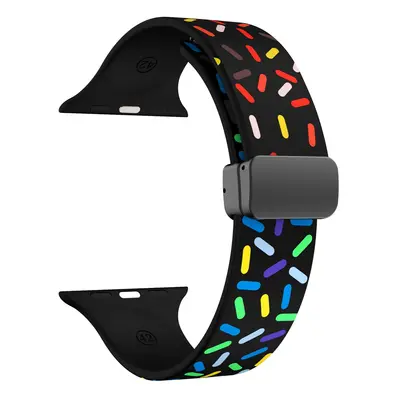 4wrist Silikonový řemínek s barevným motivem pro Apple Watch 42/44/45/49 mm - Černý