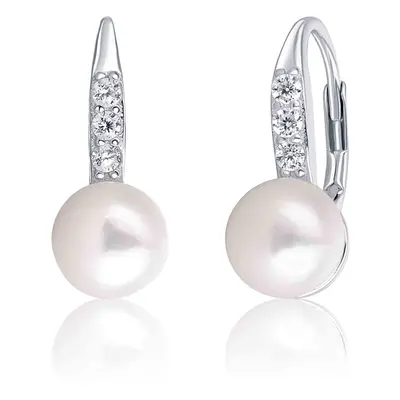 JwL Luxury Pearls Stříbrné náušnice s perlou a zirkony JL0601