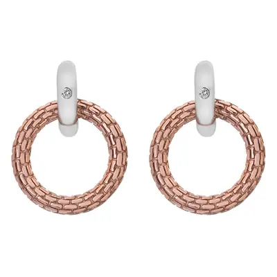 Hot Diamonds Moderní stříbrné bicolor náušnice s diamanty Woven DE692