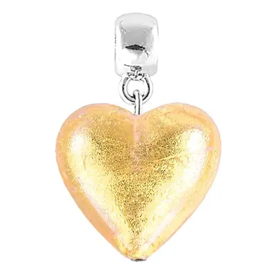 Lampglas Zářivý přívěsek Golden Heart s 24karátovým zlatem v perle Lampglas S24