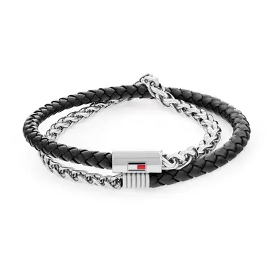 Tommy Hilfiger Dvojitý náramek z kůže a oceli 2790562