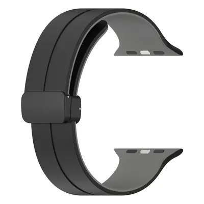 4wrist Silikonový řemínek s magnetickou sponou pro Apple Watch 38/40/41 mm - Black/Grey