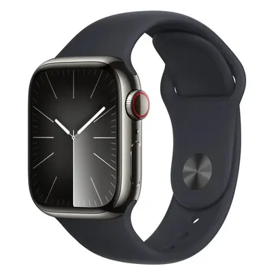 Apple Apple Watch Series 9 Cellular 41mm Grafitová ocel s temně inkoustovým sportovním řemínkem 