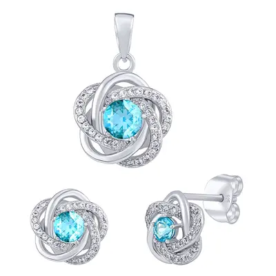 Silvego Stříbrný set šperků ROSALYN s pravým Topazem Swiss a Brilliance Zirconia JJJS0088TS (náu