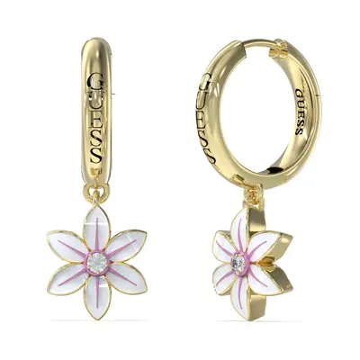 Guess Kruhové náušnice s přívěsky White Lotus JUBE04137JWYGWHT/U