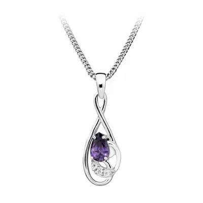 Silver Cat Módní náhrdelník s amethystovým zirkonem SC402