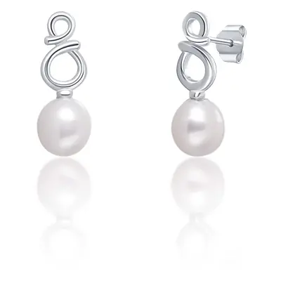 JwL Luxury Pearls Jemné stříbrné náušnice s pravými bílými perlami JL0683