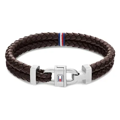 Tommy Hilfiger Stylový kožený náramek s ocelovou ozdobou 2790363