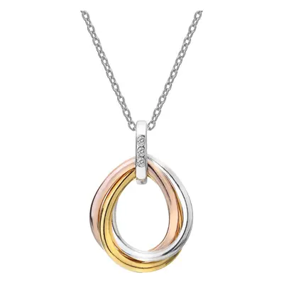 Hot Diamonds Tricolor náhrdelník s diamanty Trio Teardrop RG DP780 (řetízek, přívěsek)