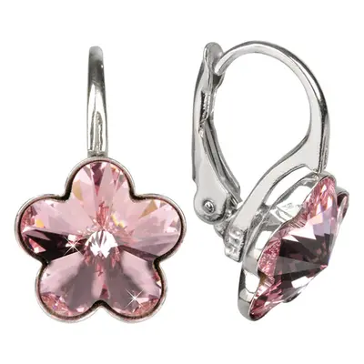 Levien Dívčí stříbrné náušnice Flower Crystal Light Rose