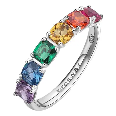 Brosway Slušivý stříbrný prsten Fancy Joyful Rainbow FJR07 58 mm