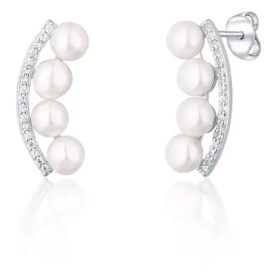 JwL Luxury Pearls Stříbrné náušnice s říčními perlami a zirkony JL0744