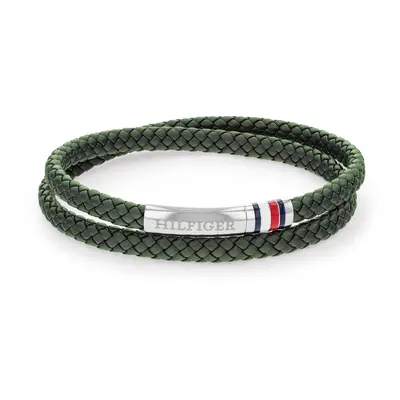 Tommy Hilfiger Zelený kožený náramek s ocelovým zapínáním 2790550