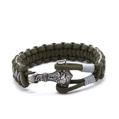 Cordell Olivový paracord náramek Thorovo kladivo - Mjoelnir