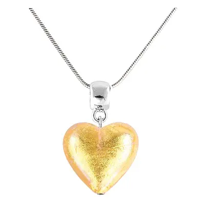 Lampglas Zářivý náhrdelník Golden Heart s 24karátovým zlatem v perle Lampglas NLH24