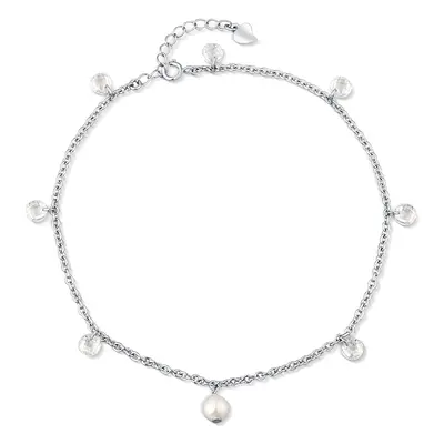 JwL Luxury Pearls Oslnivý stříbrný nákotník s perlou a krystaly JL0805