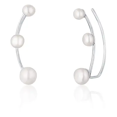 JwL Luxury Pearls Podélné stříbrné náušnice s říčními perlami JL0794