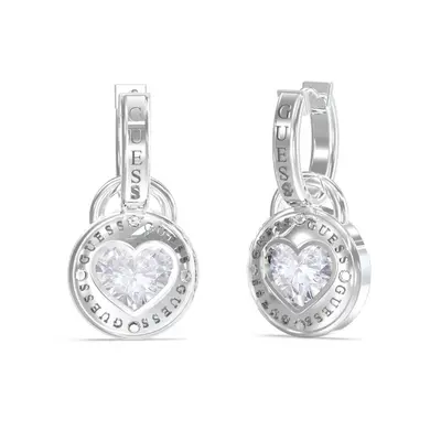 Guess Slušivé visací náušnice 2v1 Rolling Hearts JUBE03351JWRHT/U