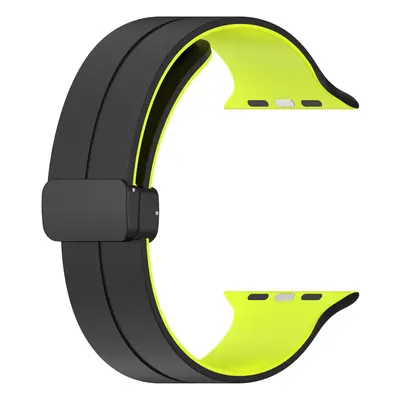 4wrist Silikonový řemínek s magnetickou sponou pro Apple Watch 38/40/41 mm - Black/Green